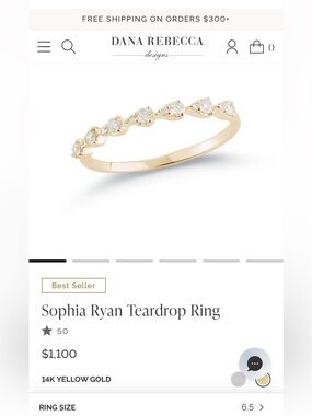 Dana Rebecca Designs Sophia Ryan Teardrop Ring sz 6.5